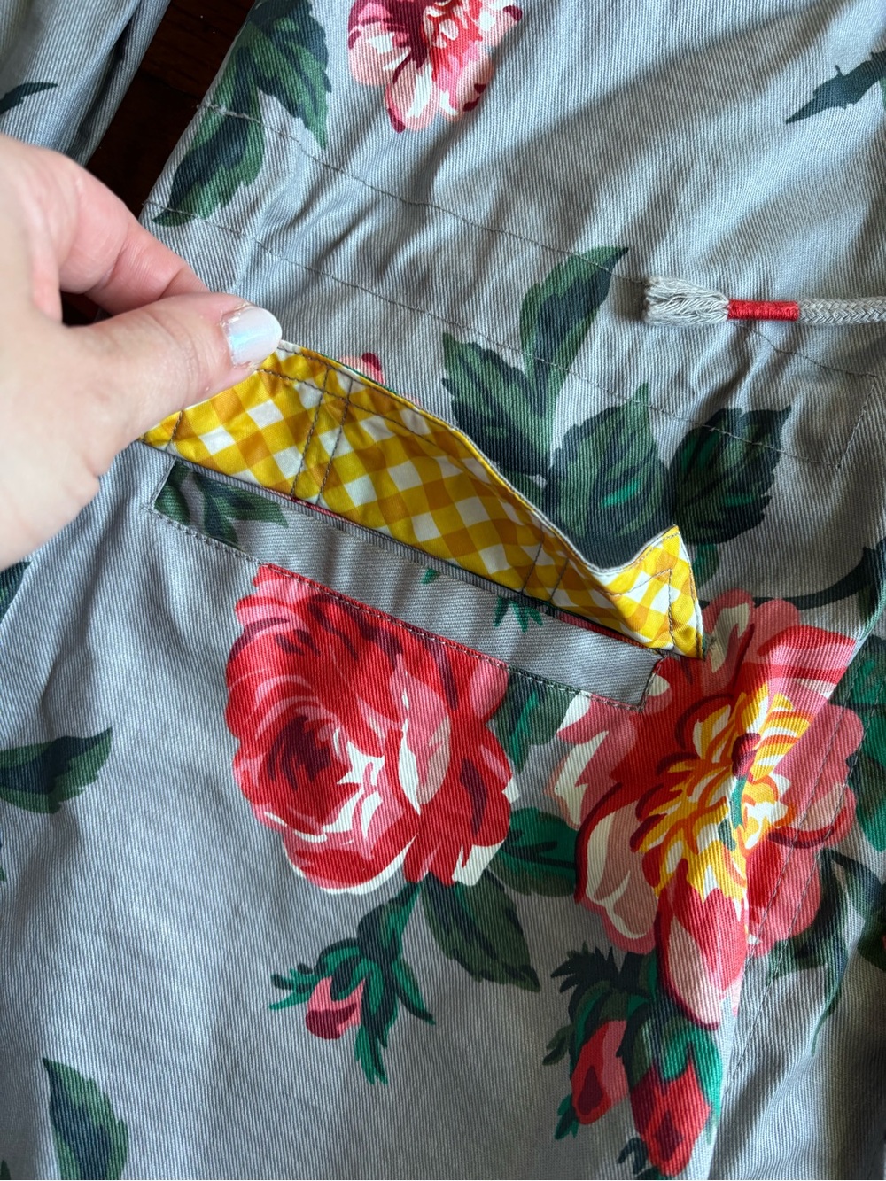 Matilda Jane Floral Rain Coat with Yellow Gingham Lining - Picture 4 of 9